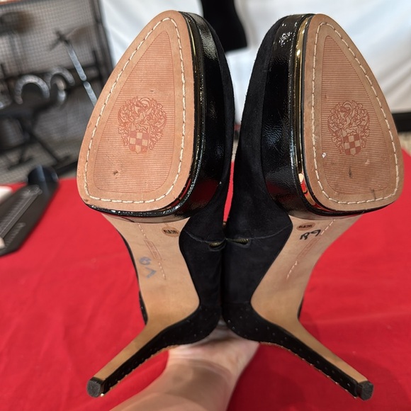 Vince Camuto Black Heeled Booties with Gold Studs - Picture 4 of 4